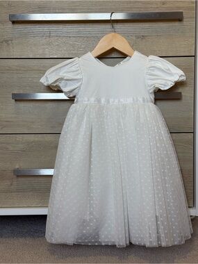 Never Worn! H&M Ivory Puff-Sleeved Tulle Dress for Toddler Girls